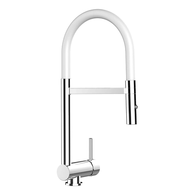 VIZIO NIEDERDRUCK Wasserhahn Vorfenster Küchenarmatur Umklappbar 6 CM mit 360° Schwenkbarem Auslauf Abnehmbare 2 Strahl Brause Verchromt Weiß