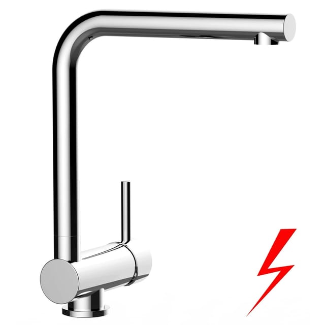 VIZIO Niederdruck Wasserhahn Vorfenster Küchenarmatur Umklappbar 6 CM mit 360° Schwenkbarem L Auslauf Verchromt