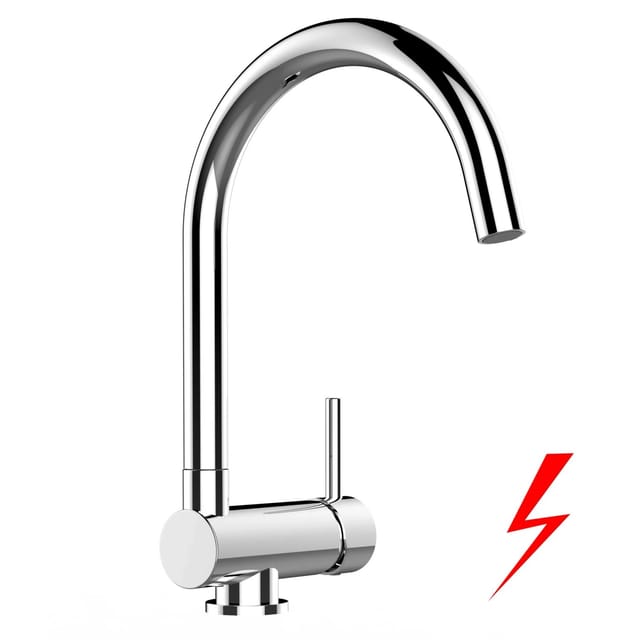 VIZIO Niederdruck Wasserhahn Vorfenster Küchenarmatur Umklappbar 6 CM mit 360° Schwenkbarem U Auslauf Verchromt