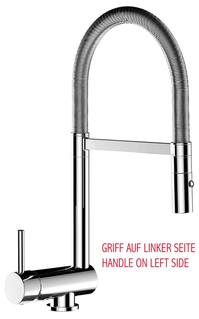 VIZIO Wasserhahn Vorfenster Küchenarmatur Umklappbar 6 CM LINKER HEBEL mit 360° Schwenkbarem Auslauf und Abnehmbare 2 Strahl Handbrause