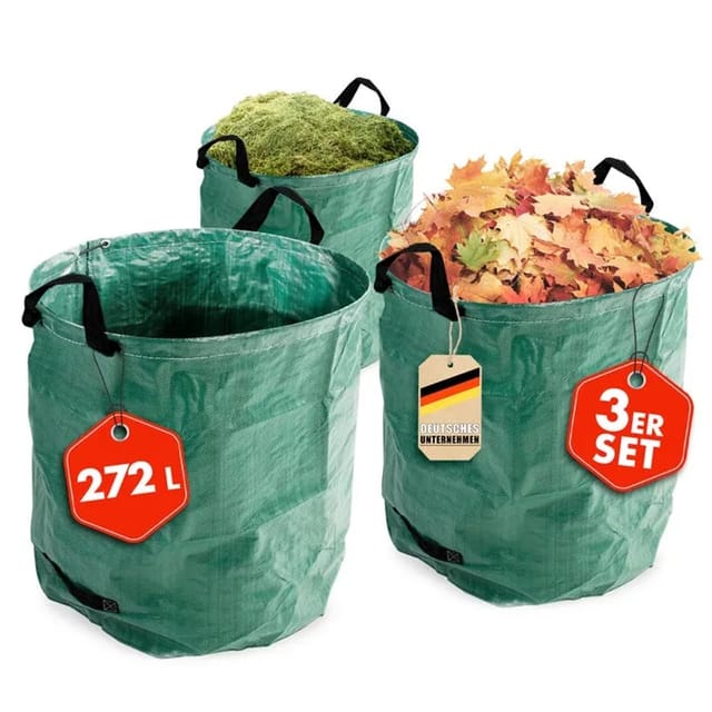 KARAT Gartenabfallsack 3er Set für Gartenabfälle und Aufbewahrung Selbststehend