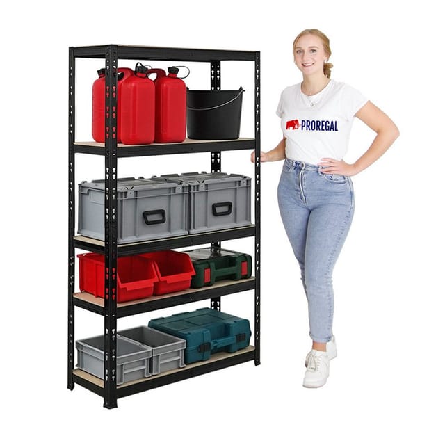PROREGAL Mega Deal 2x Schwerlastregal APOLLO HxBxT 150 x 90 x 30 cm Fachlast 175kg Schwarz