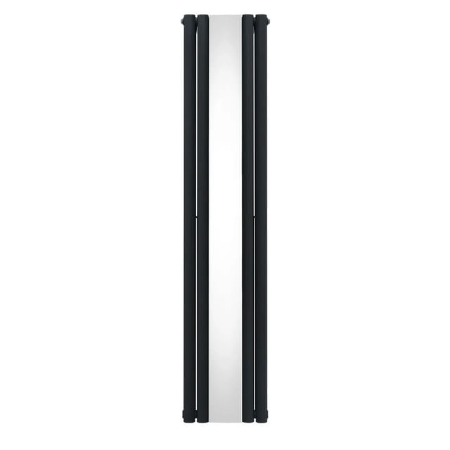 Monstershop Oval Röhrenheizkörper mit Spiegel 1800mm x 380mm Anthrazitgrau