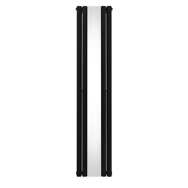 Monstershop Oval Röhrenheizkörper mit Spiegel 1800mm x 380mm Schwarz