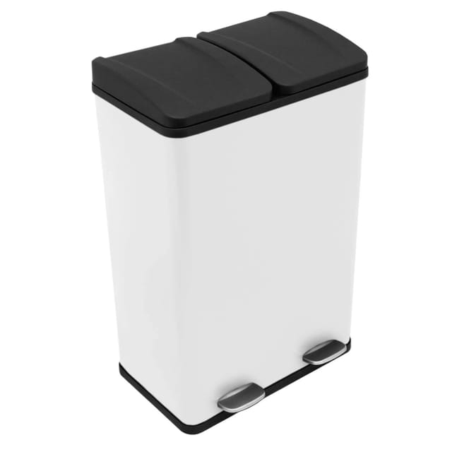 Monstershop 60l Doppel Abfalleimer Tretmülleimer Weiß