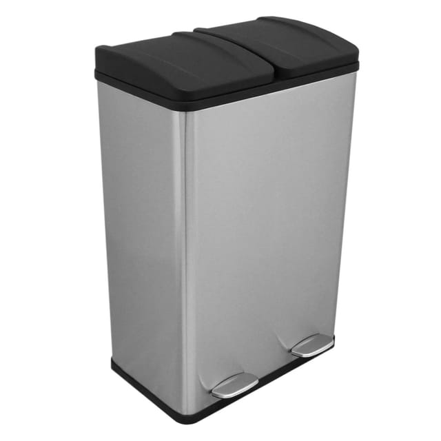 Monstershop 60l Doppel Abfalleimer Tretmülleimer Edelstahl