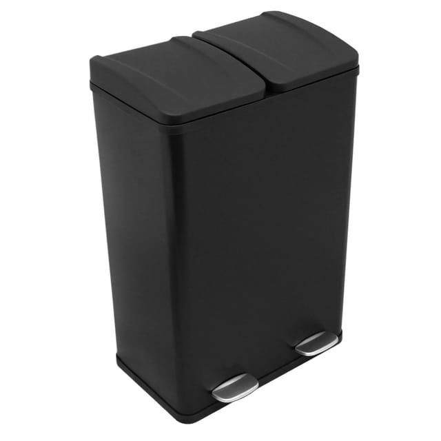 Monstershop 60l Doppel Abfalleimer Tretmülleimer Schwarz