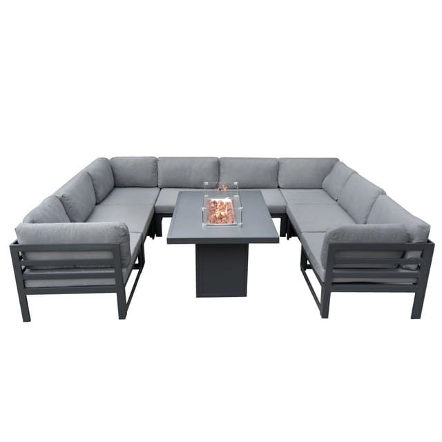 Monstershop Modulares Gartenlounge Set mit integrierter Feuerstelle