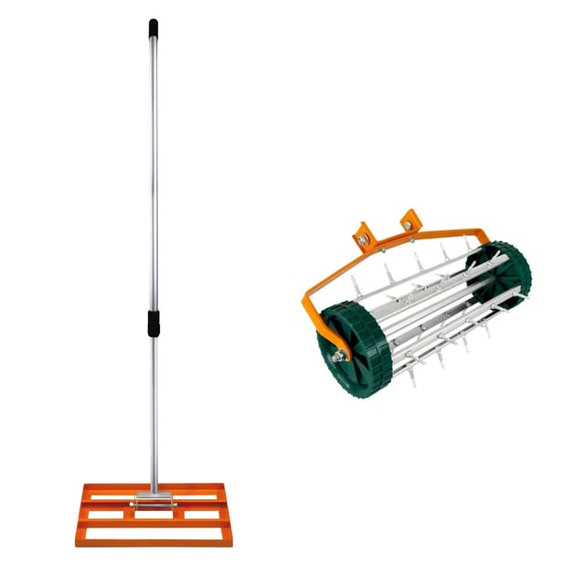 Monstershop T Mech Rasenrakel 50cm und Rollender Rasenlüfter Orange