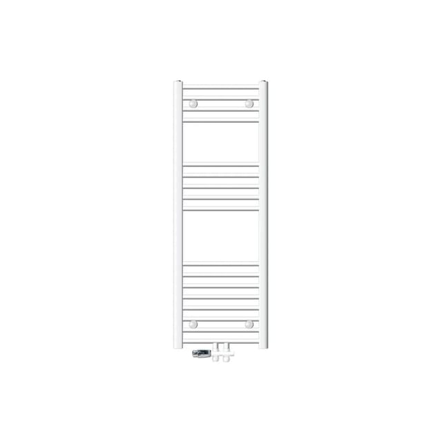 ECD Germany Badheizkörper 400x1200mm Weiß Gerade mit Anschlussgarnitur Durchgang