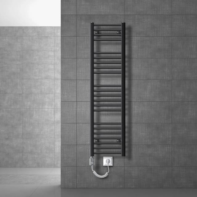 LuxeBath Badheizkörper Elektrisch 300x1400 mm Anthrazit Gerade Heizstab 1200W