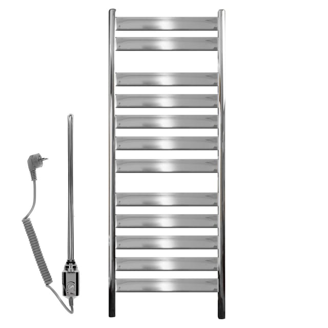 ECD Germany Design Badheizkörper Tharr Elektrisch 500x950 mm Chrom Heizstab 300W