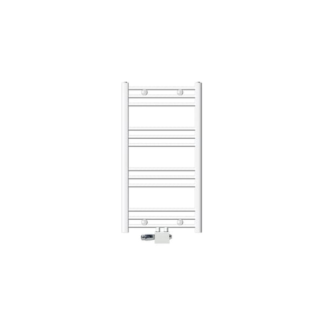 LuxeBath Badheizkörper 500x800 mm Weiß Gerade mit Thermostat Universal Eck