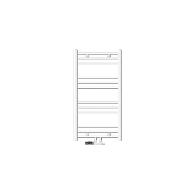 LuxeBath Badheizkörper 500x800 mm Weiß Gerade mit Anschlussgarnitur Eck
