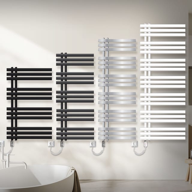 ECD Germany Iron EM Design Badheizkörper Elektrisch Heizstab 1200W 60x160cm Weiß