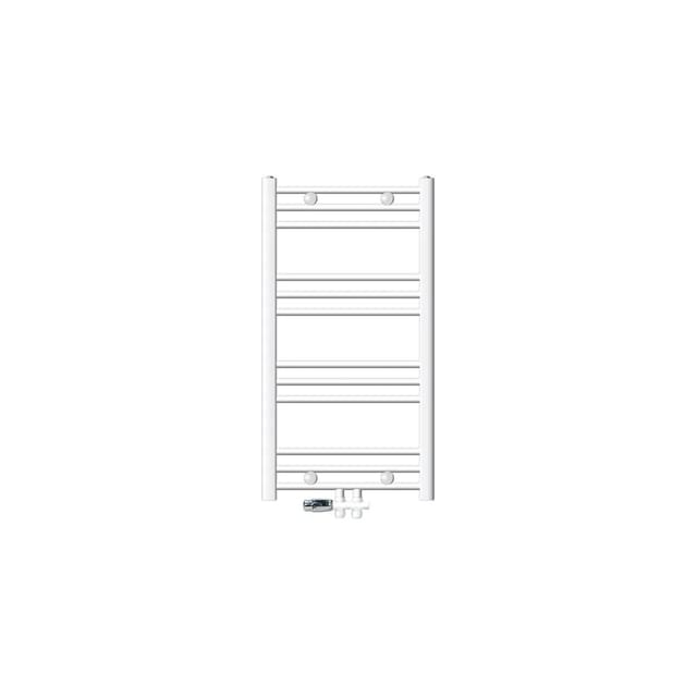 LuxeBath Badheizkörper 500x800 mm Weiß Gerade mit Thermostat Durchgang Boden
