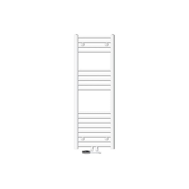 LuxeBath Badheizkörper 400x1200 mm Weiß Gebogen mit Anschlussgarnitur Eck