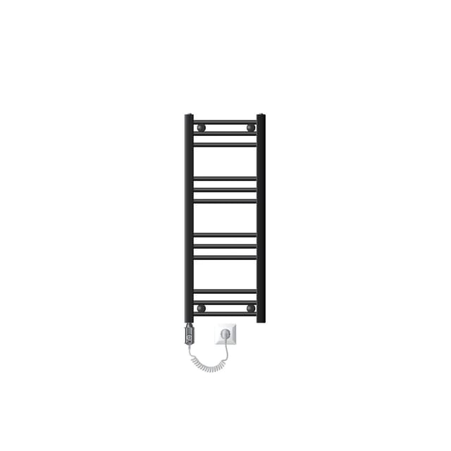 LuxeBath Badheizkörper Elektrisch 30x80 cm Anthrazit Gerade mit Stab 600W