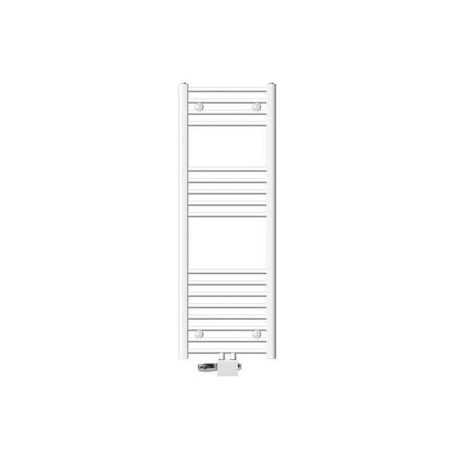 LuxeBath Badheizkörper 400x1200 mm Weiß Gebogen mit Thermostat Universal Eck