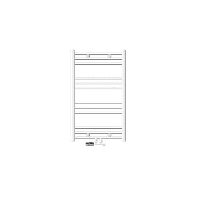 LuxeBath Badheizkörper 600x800 mm Weiß Gerade mit Anschlussgarnitur Eck