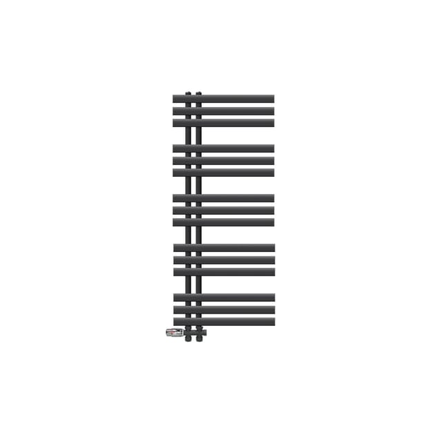 LuxeBath Badheizkörper Iron EM 500x1200 mm Anthrazit Thermostat Durchgang Boden