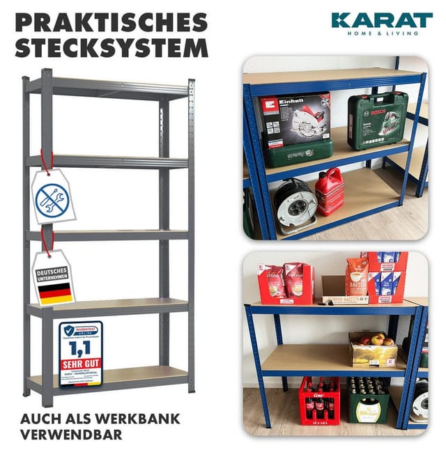 KARAT Schwerlastregal Grizzly Anthrazit-Grau Traglast 875 kg 180 x 120 x 45 cm