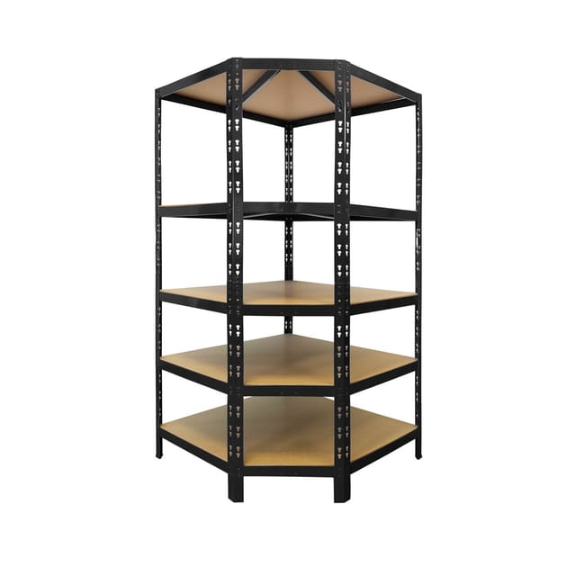 KARAT Eckregal Traglast 875 kg Individuell Einsetzbar Schwarz 180 x 90 x 42 x 60 cm
