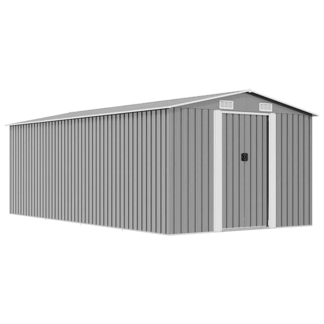 vidaXL Gerätehaus 257x489x181 cm Metall Grau 594944