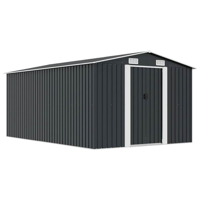 vidaXL Gerätehaus 257x392x181 cm Metall Anthrazit 594941