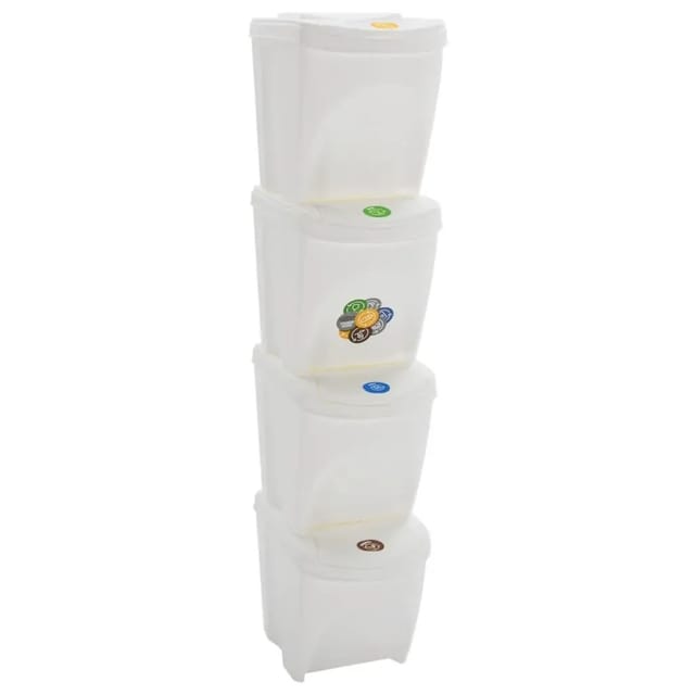 vidaXL Stapelbare Mülleimer 4 Stk Weiß 100 L Polypropylen 1257325