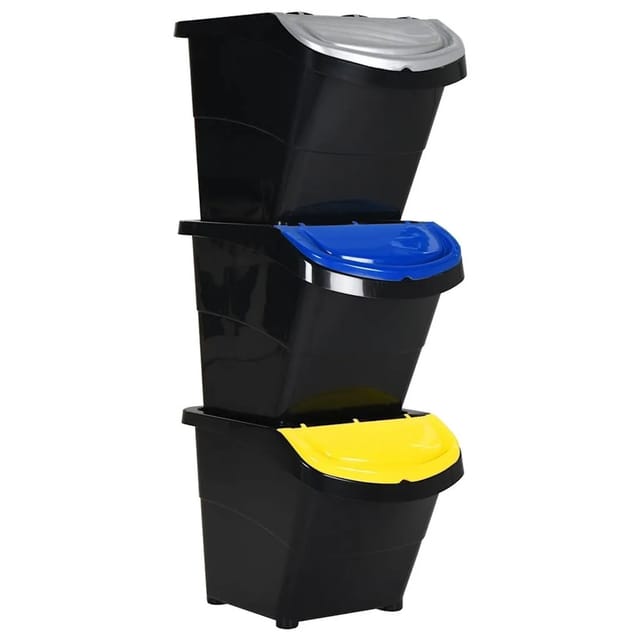 vidaXL Abfüllbehälter mit Deckeln 3 Stk Stapelbar Schwarz PP 78 L 2216762