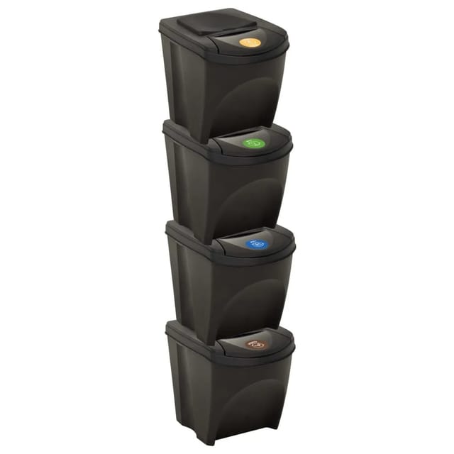 vidaXL Stapelbare Mülleimer 4 Stk Anthrazit 100 L 647784