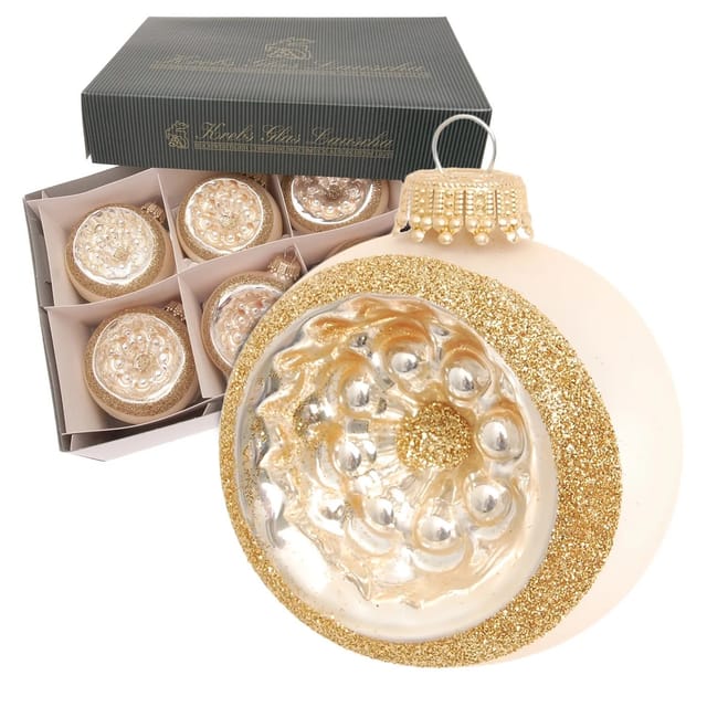 Krebs Glas Lauscha Weihnachtskugeln Gold Reflex 6er-Set 8cm