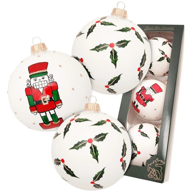 Krebs Glas Lauscha Weihnachtskugeln Nussknacker 3-tlg. 8cm