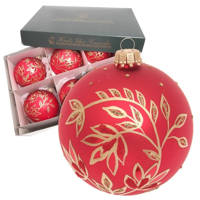 Krebs Glas Lauscha Weihnachtskugeln Floral 6er-Set 8cm