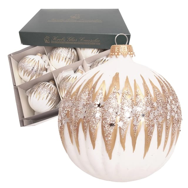 Krebs Glas Lauscha Weihnachtskugeln Sternenglitter 6er-Set 8cm