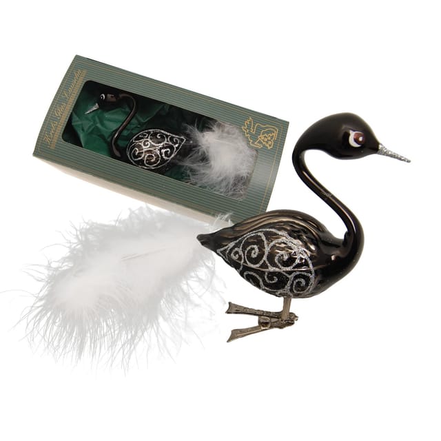 Krebs Glas Lauscha Weihnachtsornament Schwarz Schwan 1-tlg. 5cm