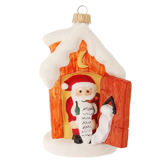 Krebs Glas Lauscha Weihnachtsornament Klohäuschen 1-tlg. 13cm
