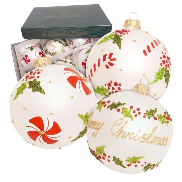 Krebs Glas Lauscha Weihnachtskugeln Merry Christmas 6-tlg. 8cm