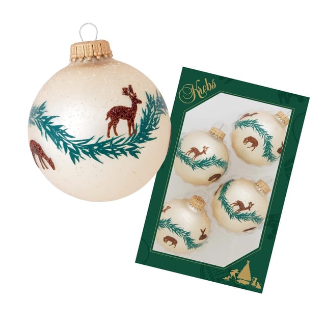 Krebs Glas Lauscha Weihnachtsbaumkugel Rentier 4er-Set 7cm