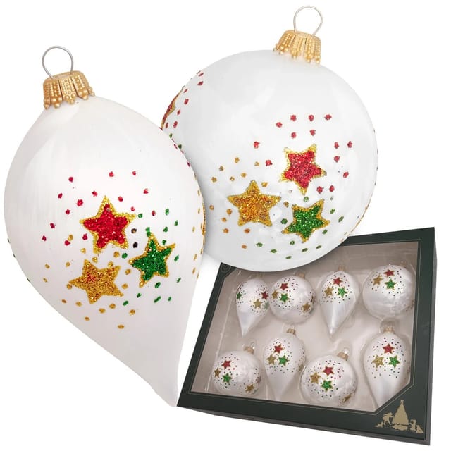 Krebs Glas Lauscha Weihnachtsbaumkugeln und -Tropfen 8-tlg. 7cm