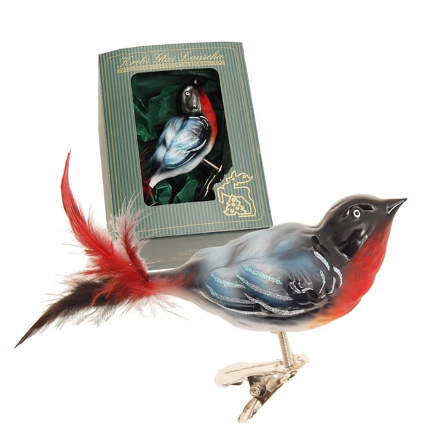 Krebs Glas Lauscha Weihnachtsornament Vogel Dompfaff 1-tlg. 5cm