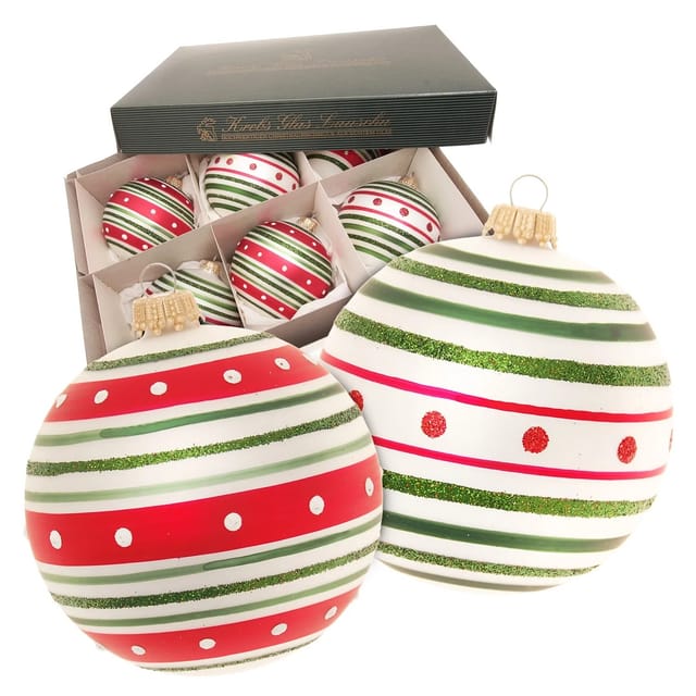 Krebs Glas Lauscha Weihnachtskugeln Streifen 6-tlg. 8cm