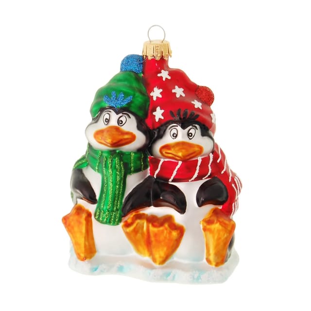 Krebs Glas Lauscha Weihnachtsornament Pinguine 1-tlg. 11cm