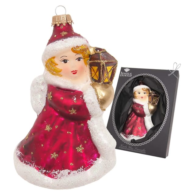 Krebs Glas Lauscha Weihnachtsornament Engel mit Laterne 1-tlg. 8cm