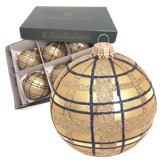 Krebs Glas Lauscha Weihnachtskugeln Gold Scottish 6er-Set 8cm