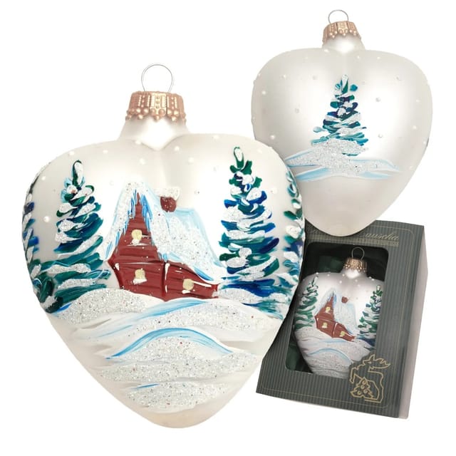 Krebs Glas Lauscha Weihnachtsornament Herz mit Haus 1-tlg. 8cm