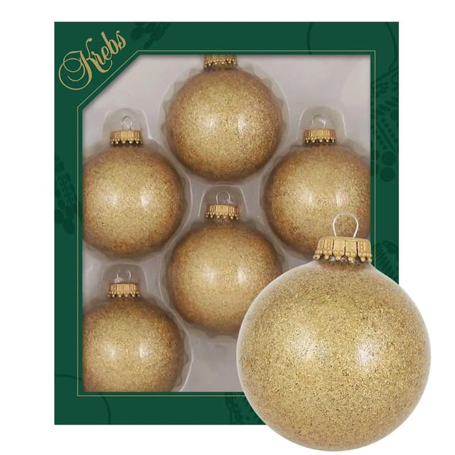 Krebs Glas Lauscha Weihnachtskugeln Innenglitter Gold 6er-Set 7cm