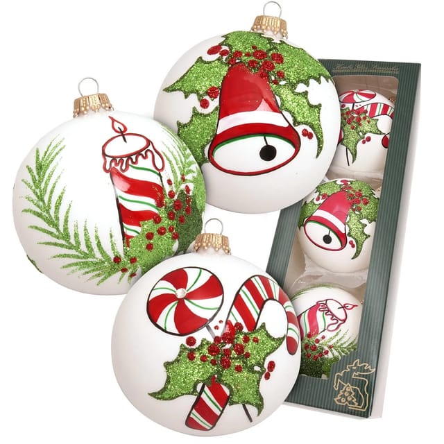 Krebs Glas Lauscha Weihnachtskugeln Jingle Bells 3-tlg. 8cm