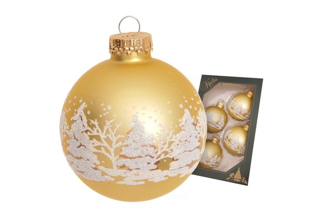 Krebs Glas Lauscha Weihnachtsbaumkugel mit Santa 4er-Set 7cm